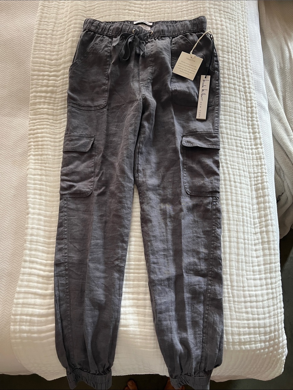 Ladies Linen Cargo Jogger Pants
